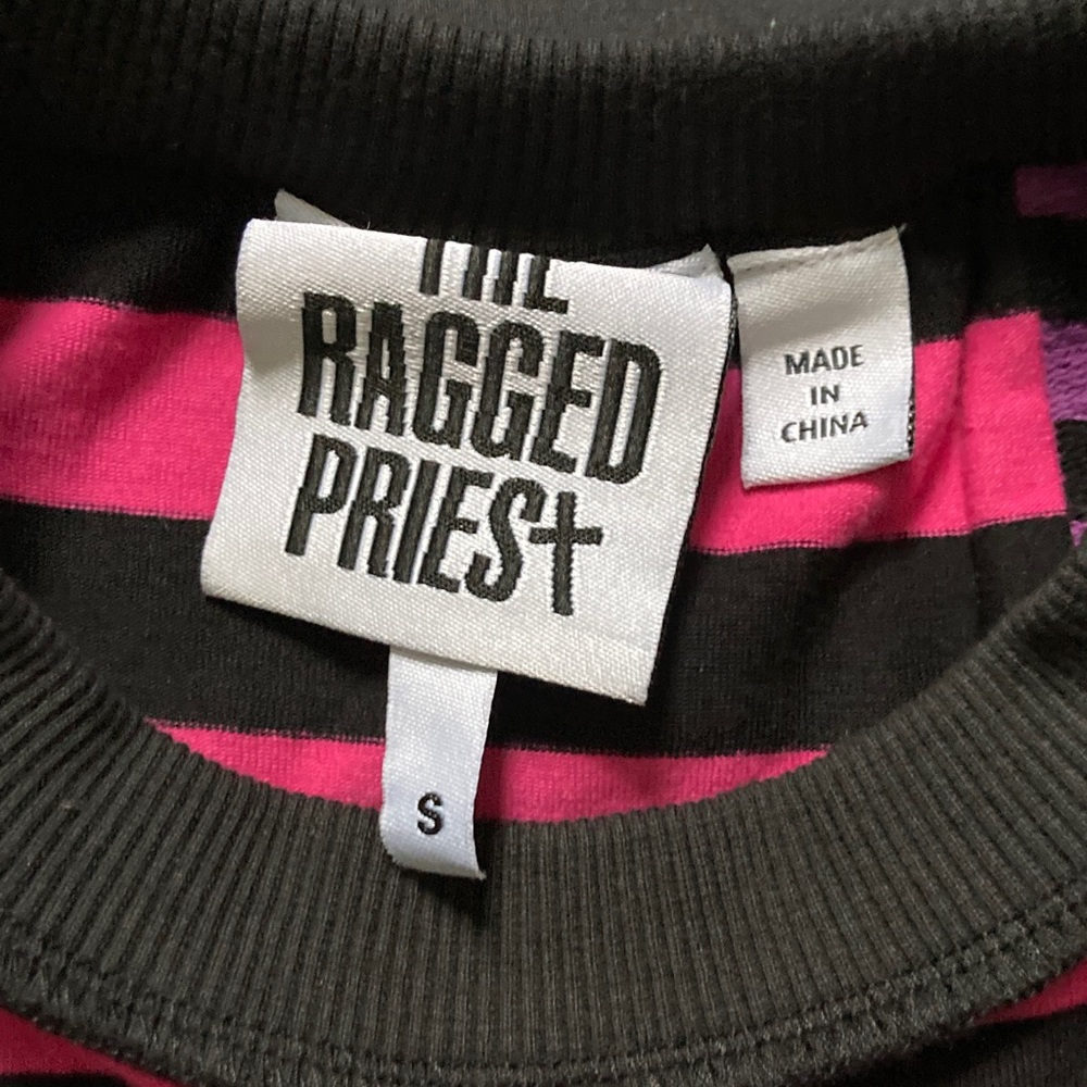 The Ragged Priest Patchwork Striped Long Sleeve Crop Pink Purple Green Size S - Picture 3 of 11